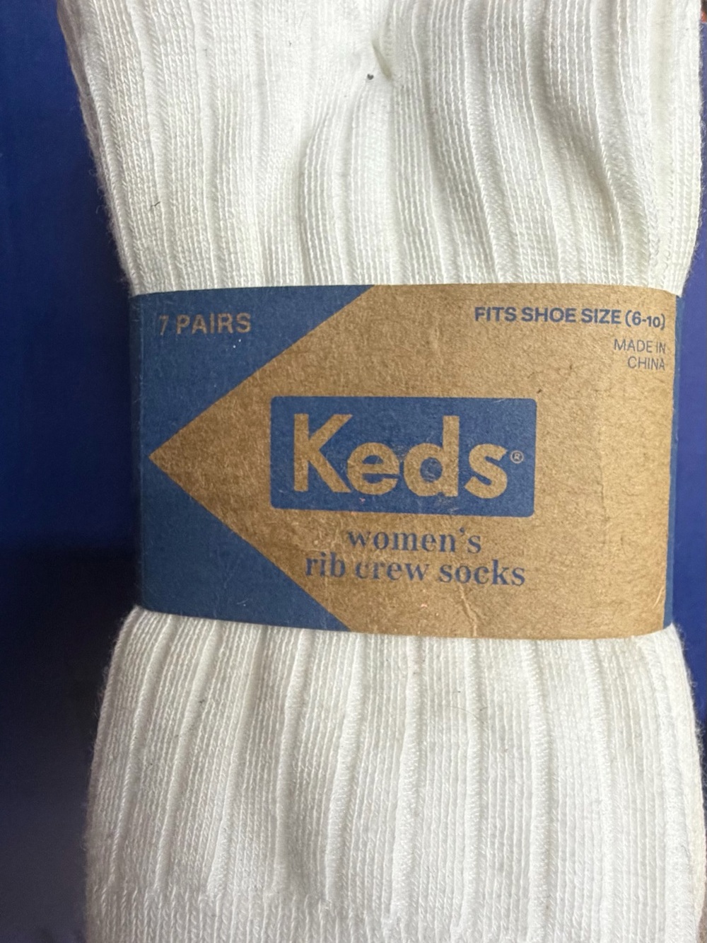 Keds White Ribbed Crew Socks - Women's 7 Pairs